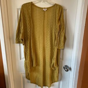 Lularoe Beach Cover Up Women’s Size Medium Yellow Ochre Open Front